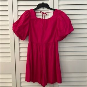 Anthropologie Pink Puff Sleeve Romper